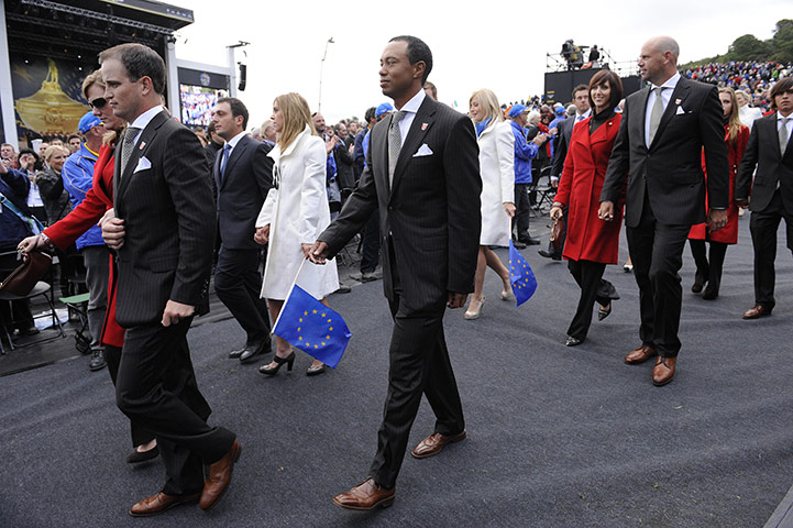 Ryder Cup gallery: Tiger and the players leave the Opening Ceremony