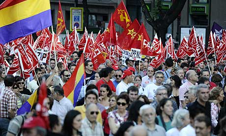 protest during the general strike held in Spain on September 29, 2010 in central Madrid