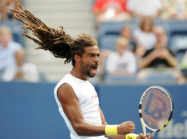 US Open Day 5: Dustin Brown of Jamaica yells after winn