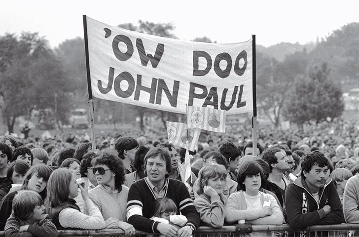pope update: Banner to greet the Pope during the Papal visit to Manchester