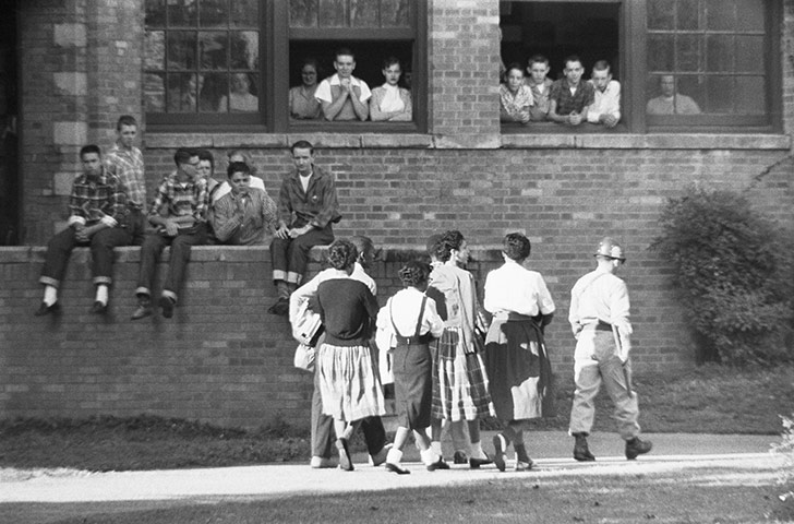 Little Rock: Students Watching African American Students ann few weeks later