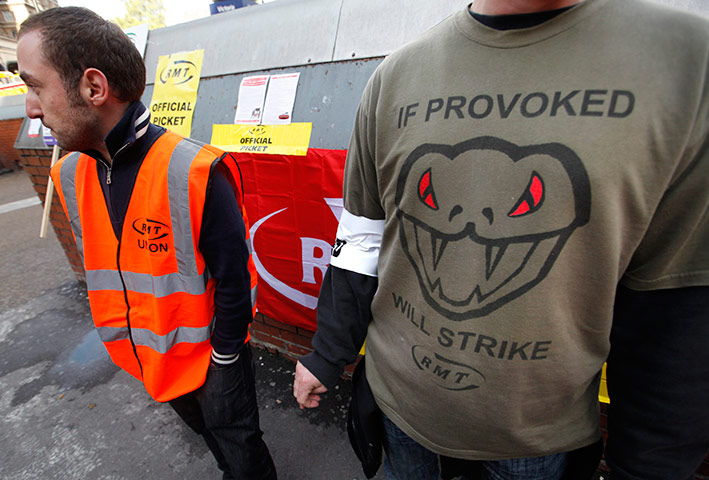 Tube stirke: Striking tube workers man a picket line at Victoria station