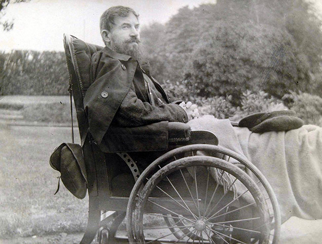 George Bernard Shaw: Shaw sitting in his wheelchair, taken in the garden at Pitfold