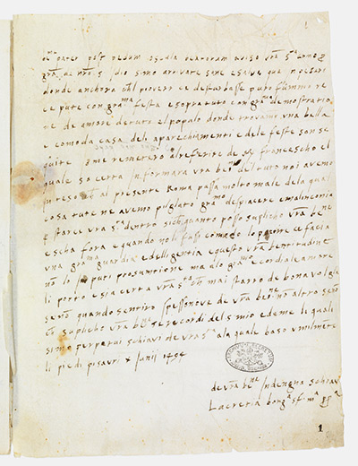 Secret Archives Vatican: Autograph letter of Lucrezia Borgia to Pope Alexander VI, 1494