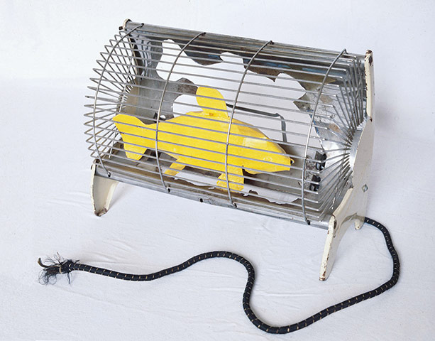 Modern British Sculpture: Bill Woodrow, Electric Fire with Yellow Fish, 1981, Modern Sculpture