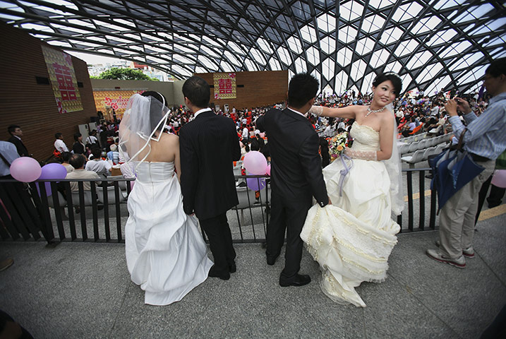 Mass Wedding Taipei: Couples prepare for a mass wedding in Taipei, Taiwan