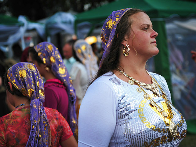 Roma celebrations: A Roma woman looks on during the celebration