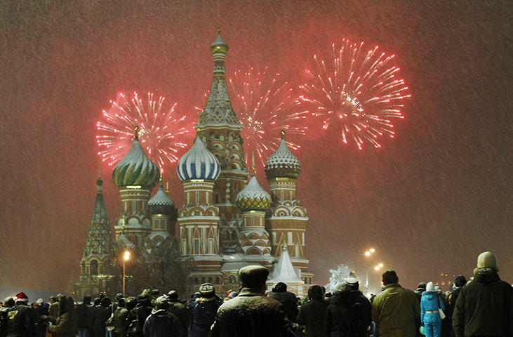 24 Hours in Pics: Fireworks over St Basil Cathedral in Moscow during New Year's celebrations