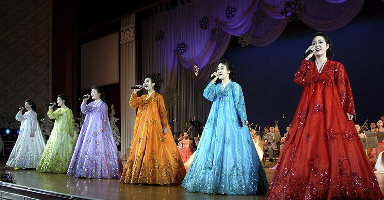 24 Hours in Pics: Members of the Samjiyon Band at the People's Palace of Culture in Pyongyang