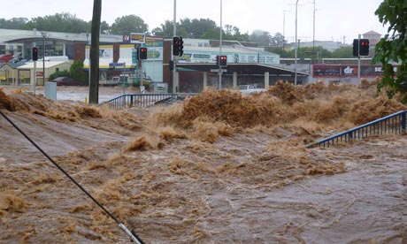 A flash flood in Toowoomba, Queensland.