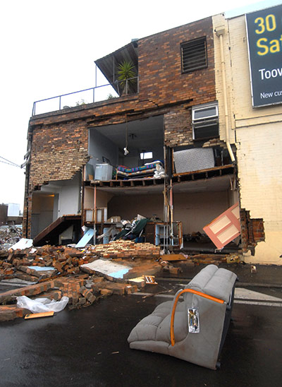 Queensland floods: The damage caused to a building after a flash flood in Toowoomba