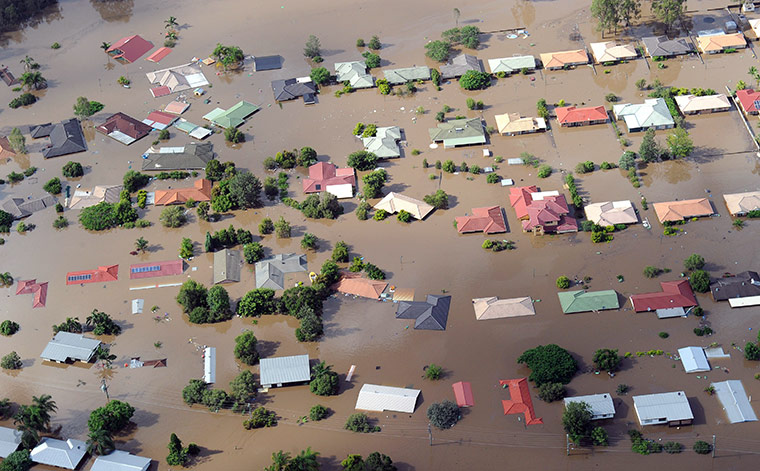 Brisbane floods: Homes in the town of Ipswich west of Brisbane are inundated by flood waters