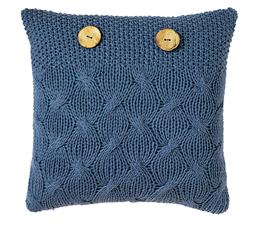 Homes: Knit wit: Knit wit: Blue cushion