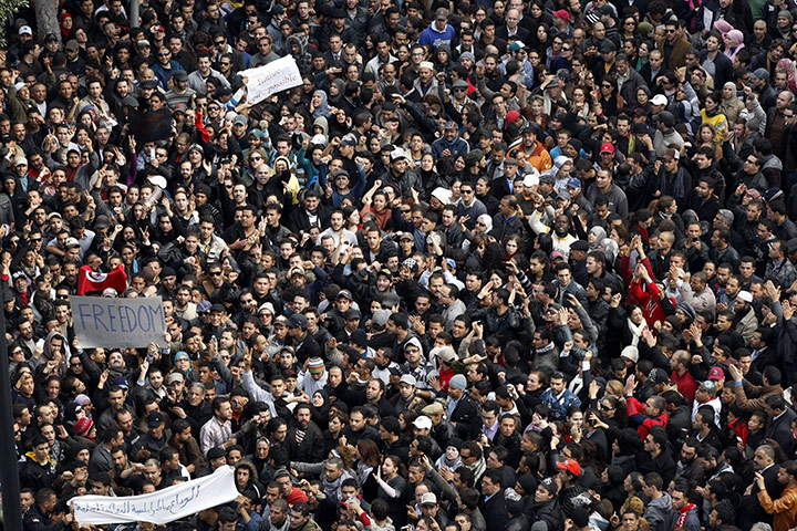 protests in tunisia: demonstration in Tunis 