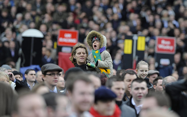 King George VI: A young fan cheers on Kauto Star