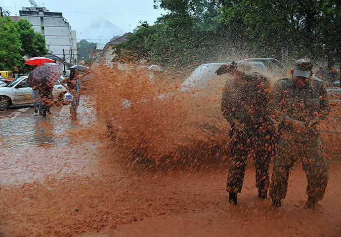 Brazil aftermath: Flooded street after the heavy rains in Nova Friburgo