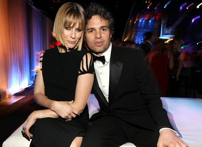 Golden Globes film: Actor Mark Ruffalo (R) and actress Sunrise Coigney