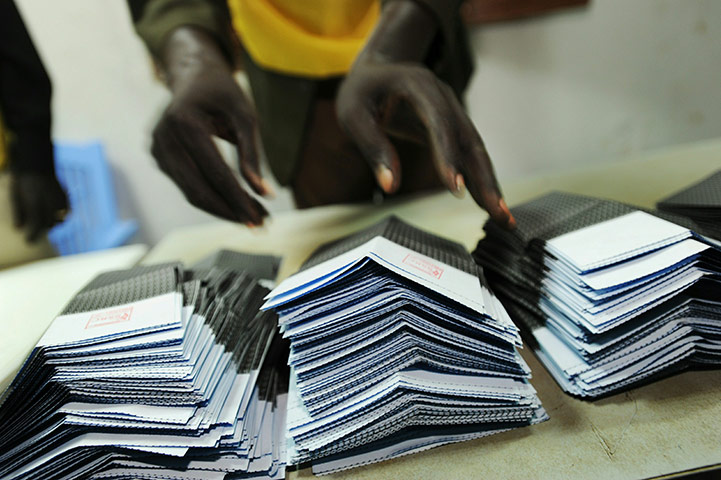 Sudan election: Ballots are sorted and counted at a voting centre