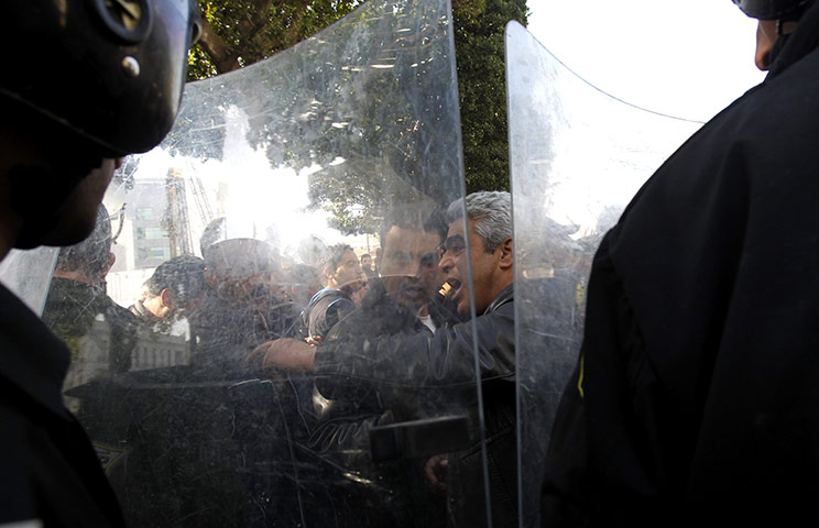 protests in tunisia: protests in the centre of Tunis 
