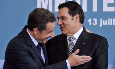 Nicolas Sarkozy has been accused of propping up Ben Ali's regime in the face