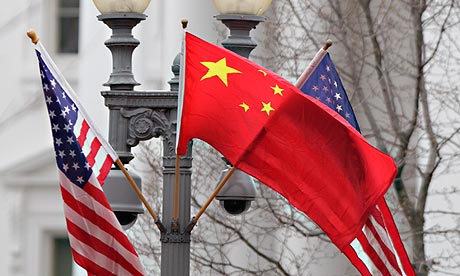 US and Chinese flags in front of the White House