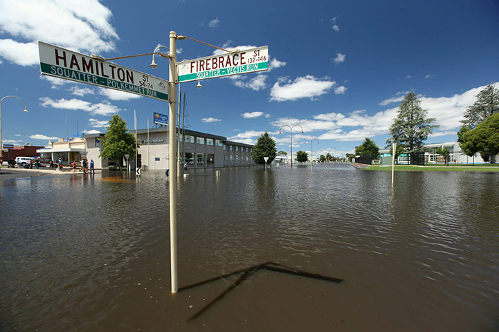 Victoria flood: A view of flooded streets near towns centre