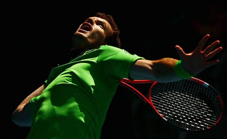 Australian Open Day 2: Andy Murray serves during his match against Karol Beck