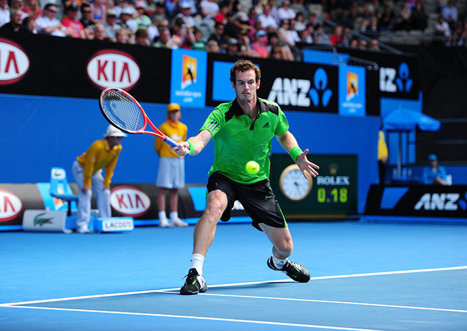 Australian Open Day 2: Andy Murray during his 1st round match in the 2011 Australian Open