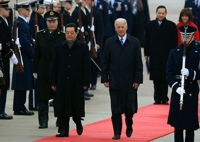 Hu Jintao in Washington: Vice President Joseph Biden welcomes Chinese President Hu Jintao