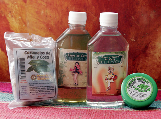 Coca products: Products made by the Bolivian Coincoca factory from coca leaves
