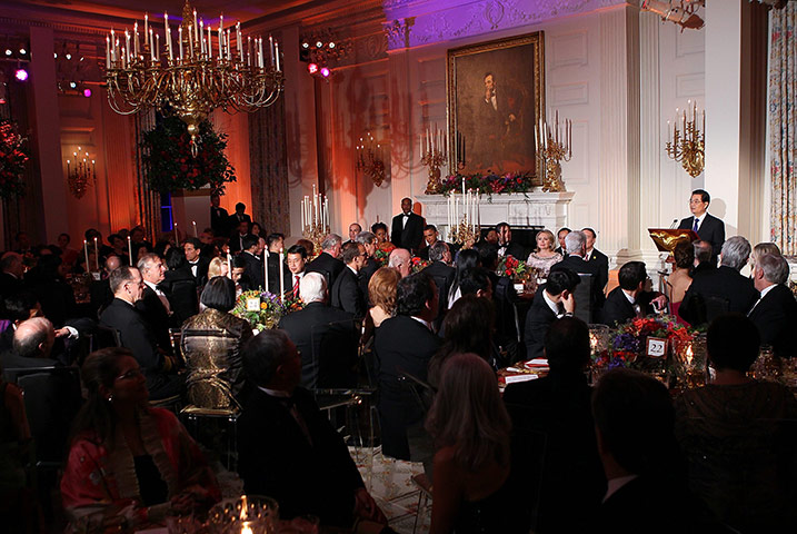 Hu Jintao in Washington: Hu Jintao speaks during a state dinner