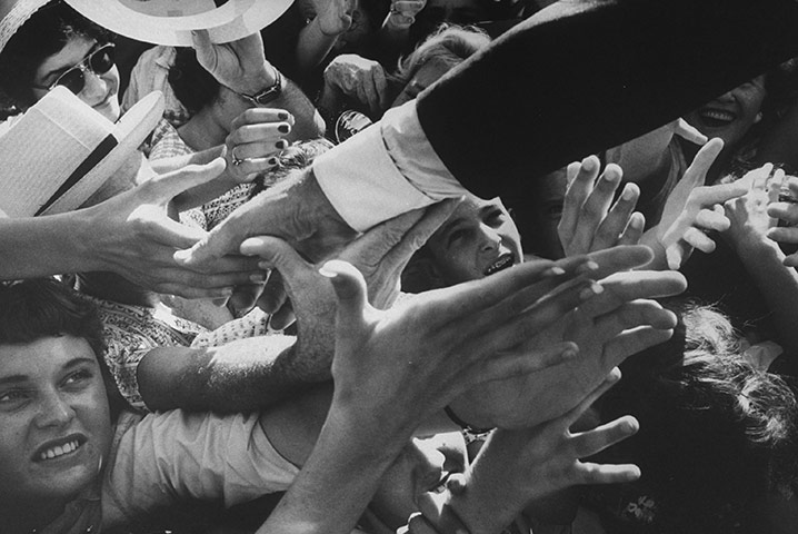 JFK Anniversary: John F. Kennedy shaking hands during Presidential campaign