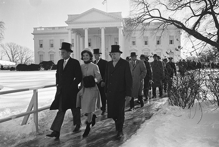 JFK Anniversary: New President John F. Kennedy & wife walking to his Inauguration