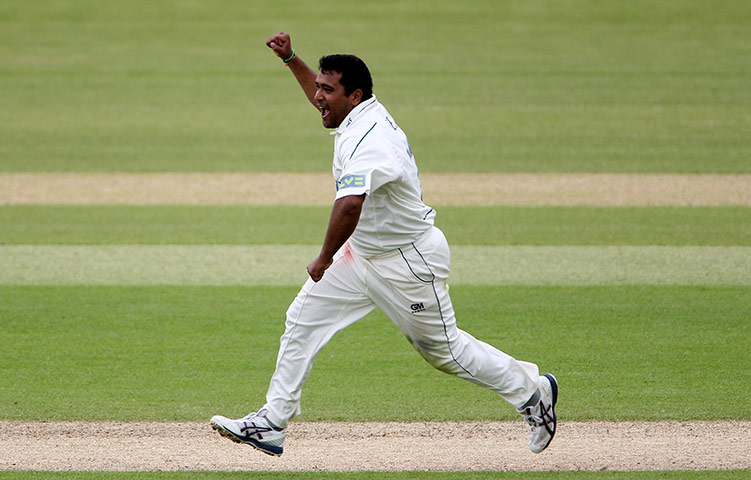 Fat Cricketers: Samit Patel of Nottinghamshire celebrates taking a wicket