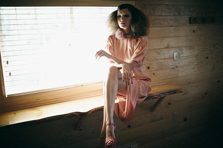 Cabin fever: Peach silk dress