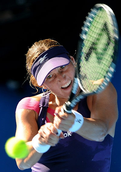 Australian Open Day 6: Shahar Peer returns a shot