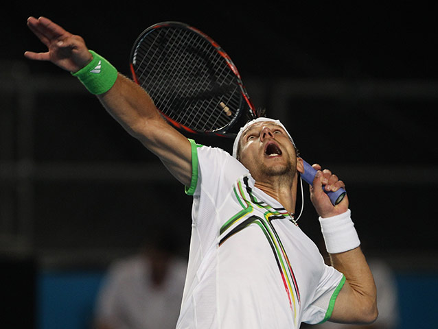 Australian Open Day 6: Jurgen Melzer serves