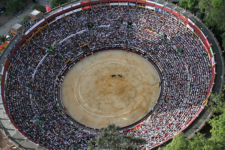 24 hours in pictures: An aerial view of La Santamaria bullring