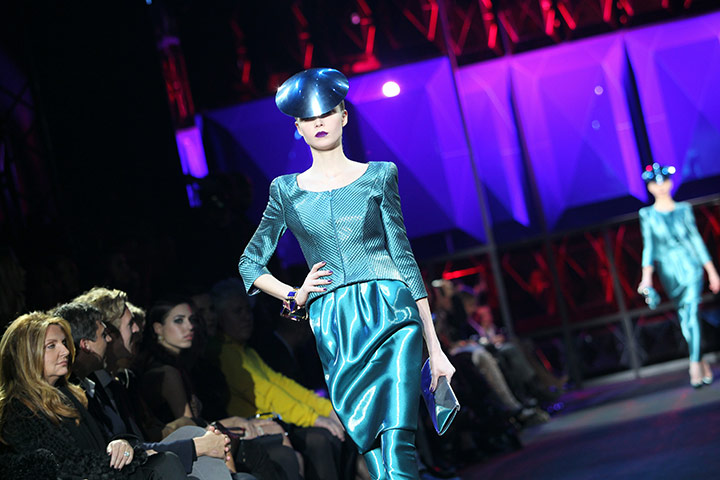 Paris Fashion Week: A model walks the runway during the Giorgio Armani Prive show