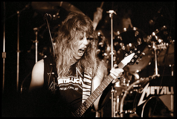 Metallica: Metallica's James Hetfield on stage at The Stone in San Francisco, 1983