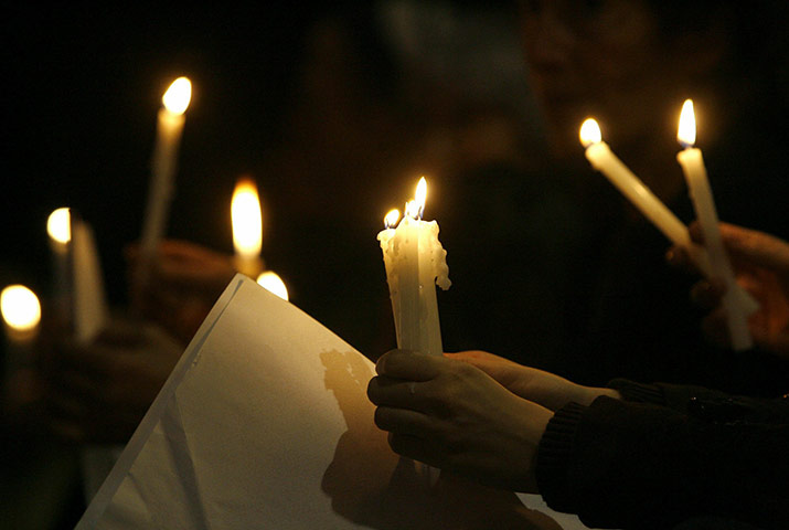 Lebanon Protests: Lebanese civilians take part in a candle light vigil