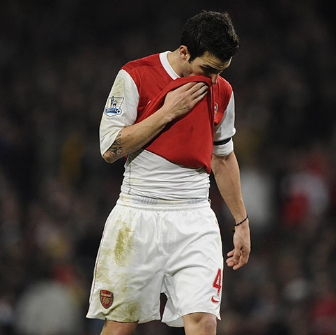 Arsenal v Ipswich Town: Fabregas is dejected after missing a chance against Ipswich