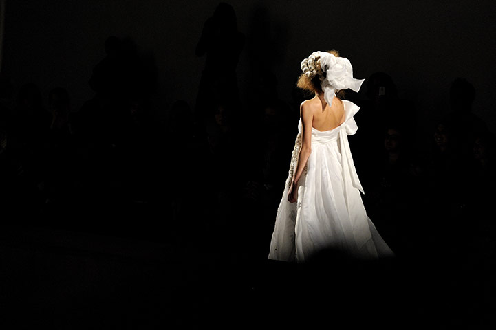 Fashion Week 25th Jan: A model displays a creation of by Lebanese designer Khaled el Masri