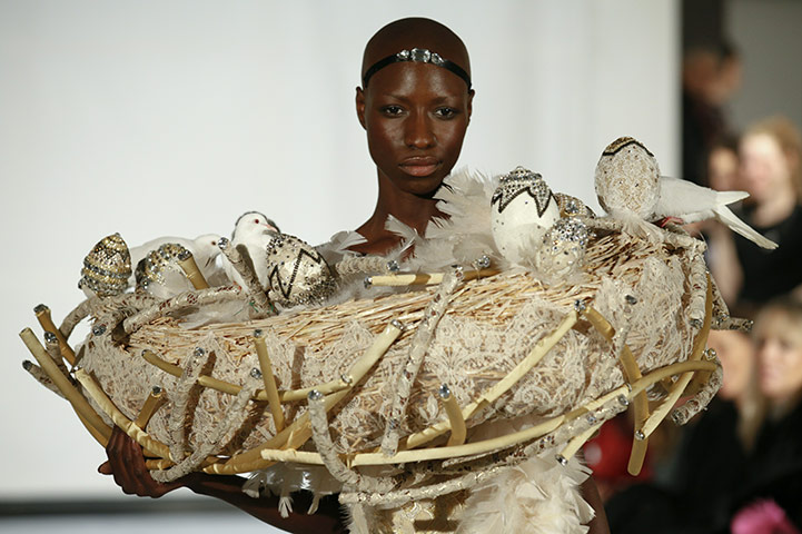 Fashion Week Jan 26th: A model walks the runway during the On Aura Tout Vu show