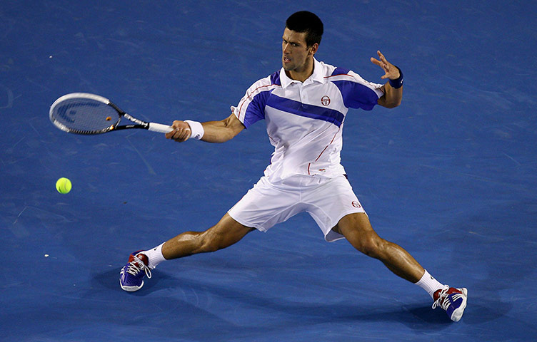 Novak Djokovic plays a