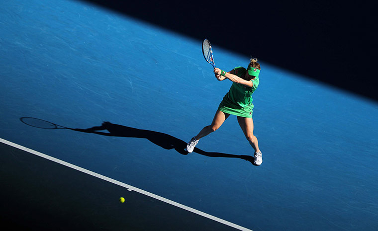 Melbourne Day 11: Belgium's Kim Clijsters in action during her semifinal match