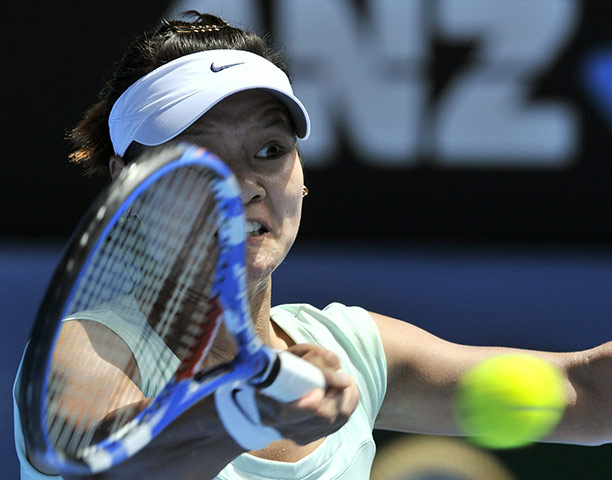 Melbourne Day 11: Li Na of China plays a stroke during her women's singles semi-final