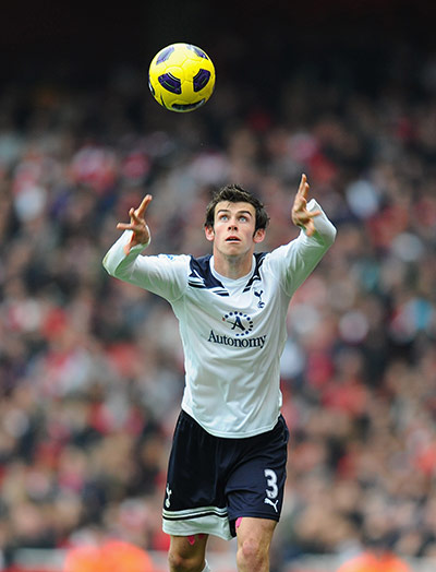 Gareth Bale Year: Gareth Bale of Tottenham takes a throw during Arsenal v Tottenham Hotspur