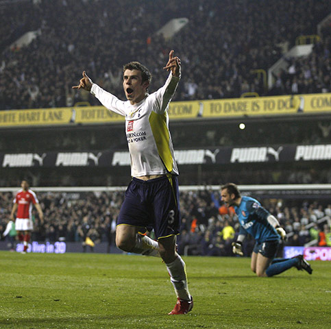 Gareth Bale Year: Tottenham Hotspurs Gareth Bale celebrate