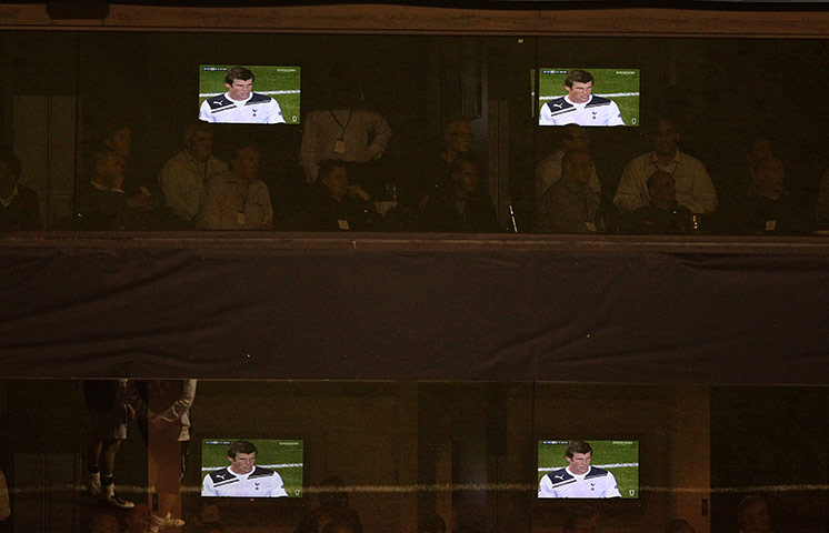 Gareth Bale Year: Tottenham Hotspur's Gareth Bale is shown on the TV screens 